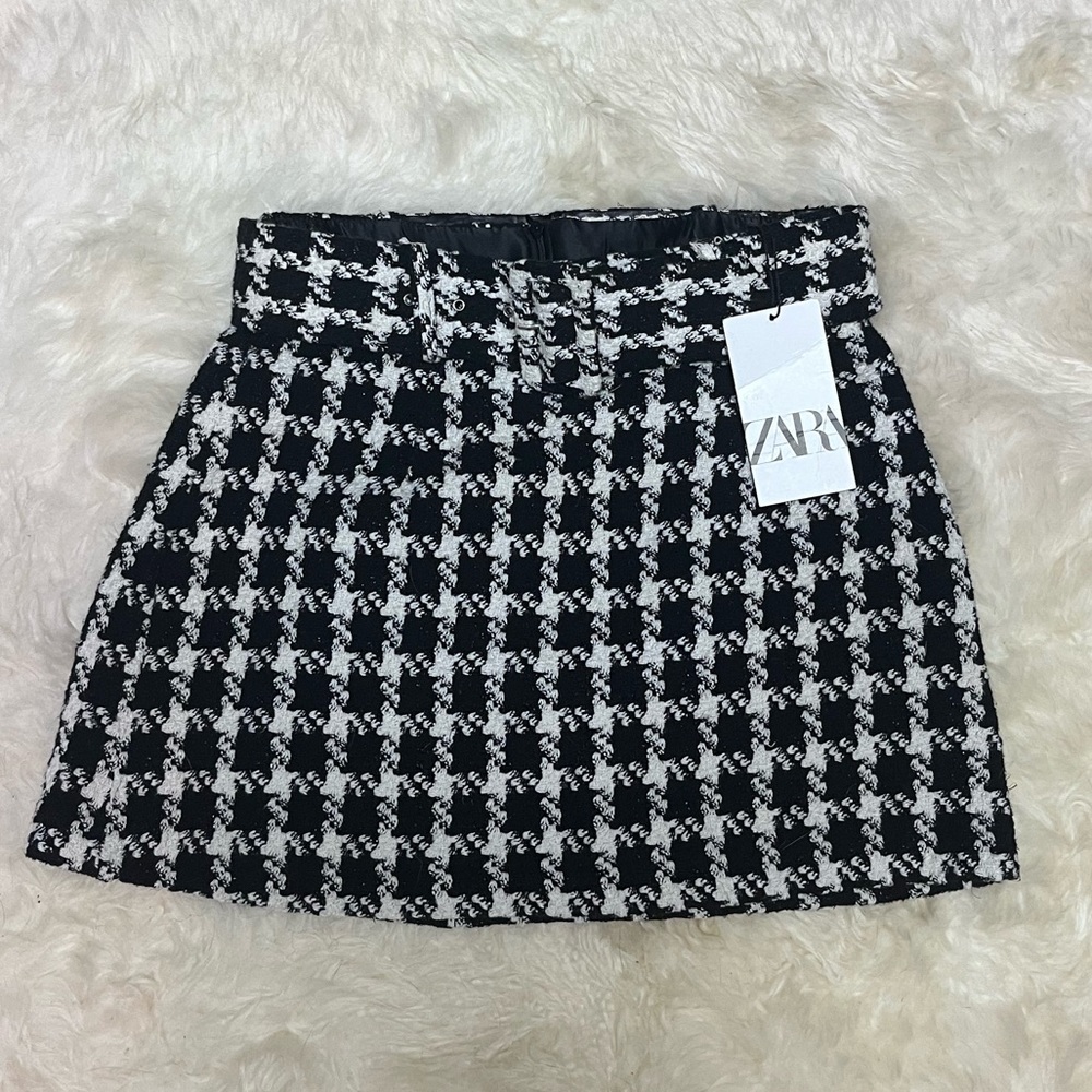 NWT ZARA SKIRT TWEED HOUNDSTOOTH